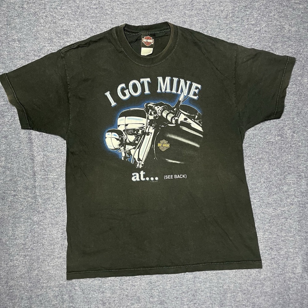 Vtg Harley Davidson Mens Woodstock Illinois Moto Biker T Shirt Blk Large‎ - Picture 3 of 7